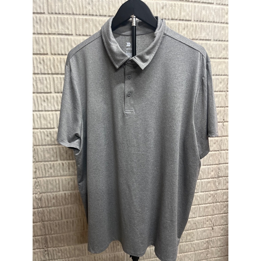 All In Motion Mens XL Gray Heathered Short Sleeve Performance Golf Polo‎ Shirt
